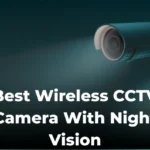 wireless cctv camera with night vision installed outside a home for night security