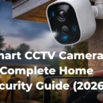 Smart CCTV camera installed outside a home providing modern security surveillance